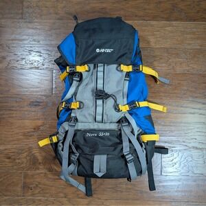 Hi-Tec Nova 55+10 Internal Frame Backpacking Rucksack Blue Grey‎ Adjustable Back